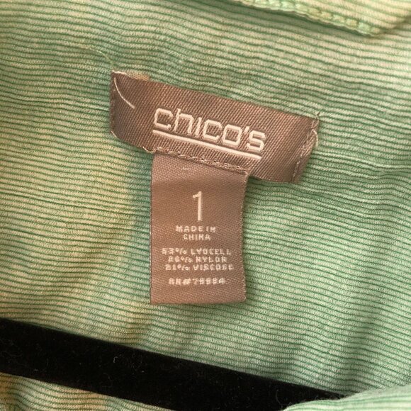 Chicos Womens Lightweight Casual Button-Down Shirt Green Size M/8 (Chico's 1) - Picture 3 of 4